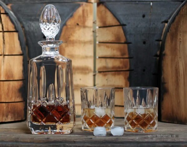 set whisky cu decanter sheffield bohemia cristal
