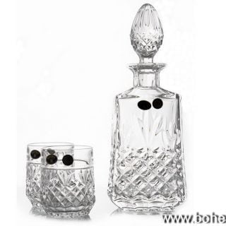Set pahare whisky si sticla din cristal de Bohemia Mysti.1