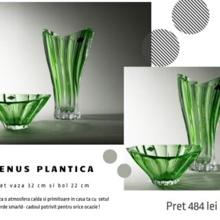 set vaza fructiera cristal bohemia plantica484