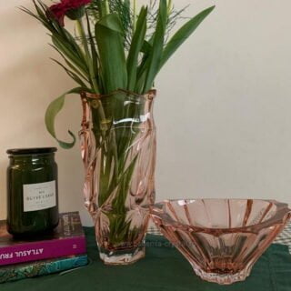 set fructiera vaza bohemia crystal flamenco roz