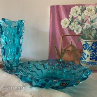 set vaza fructiera samba bohemia aquamarin