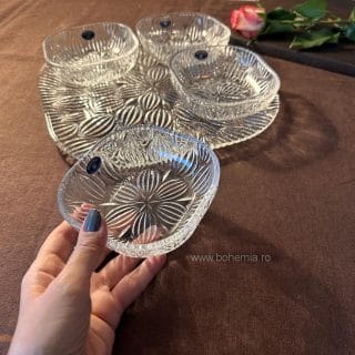 SET ONION PLATOU 4 BOLURI CRISTAL BOHEMIA.