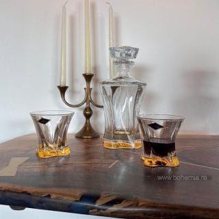 cristal bohemia pahare whisky cooper amber.