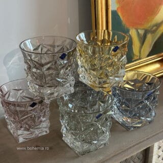 pahare whisky glacier color cristal bohemia