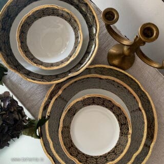 farfurii portelan fin set 6 persoane bolero negru