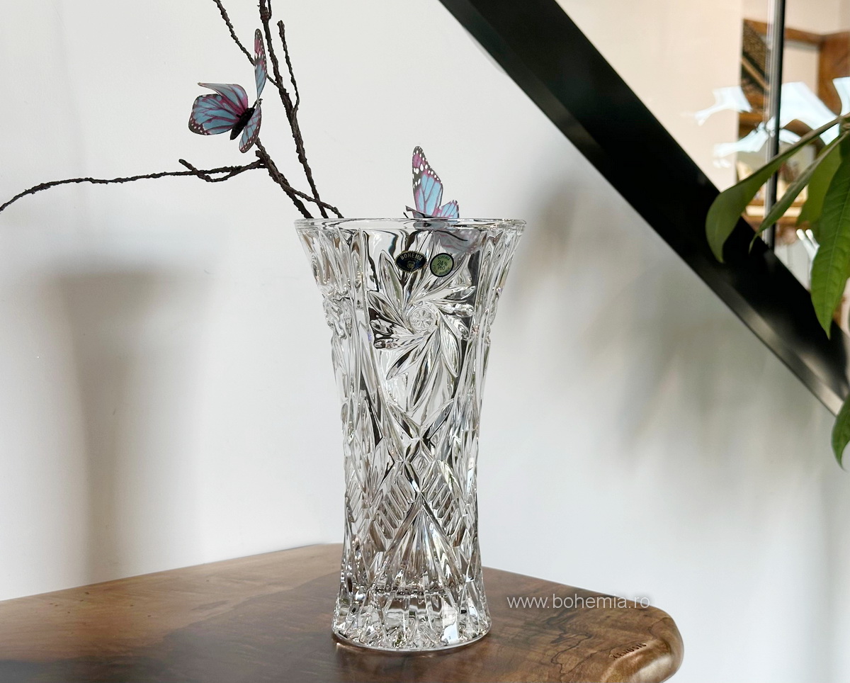 SET VAZA 25.5 CM SI CASETA 19 CM CRISTAL DE BOHEMIA- INGRID 4 vaza cristal bohemia ingrid 80200