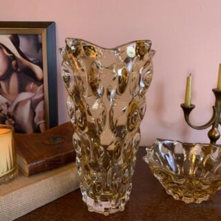 cristal bohemia set de lux samba amber vaza fructiera