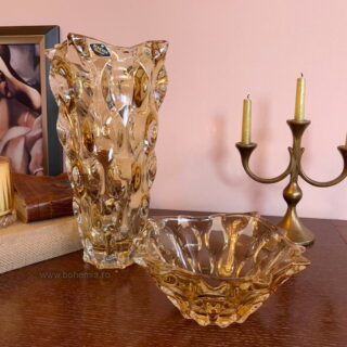 cristal bohemia set de lux samba amber vaza fructiera3